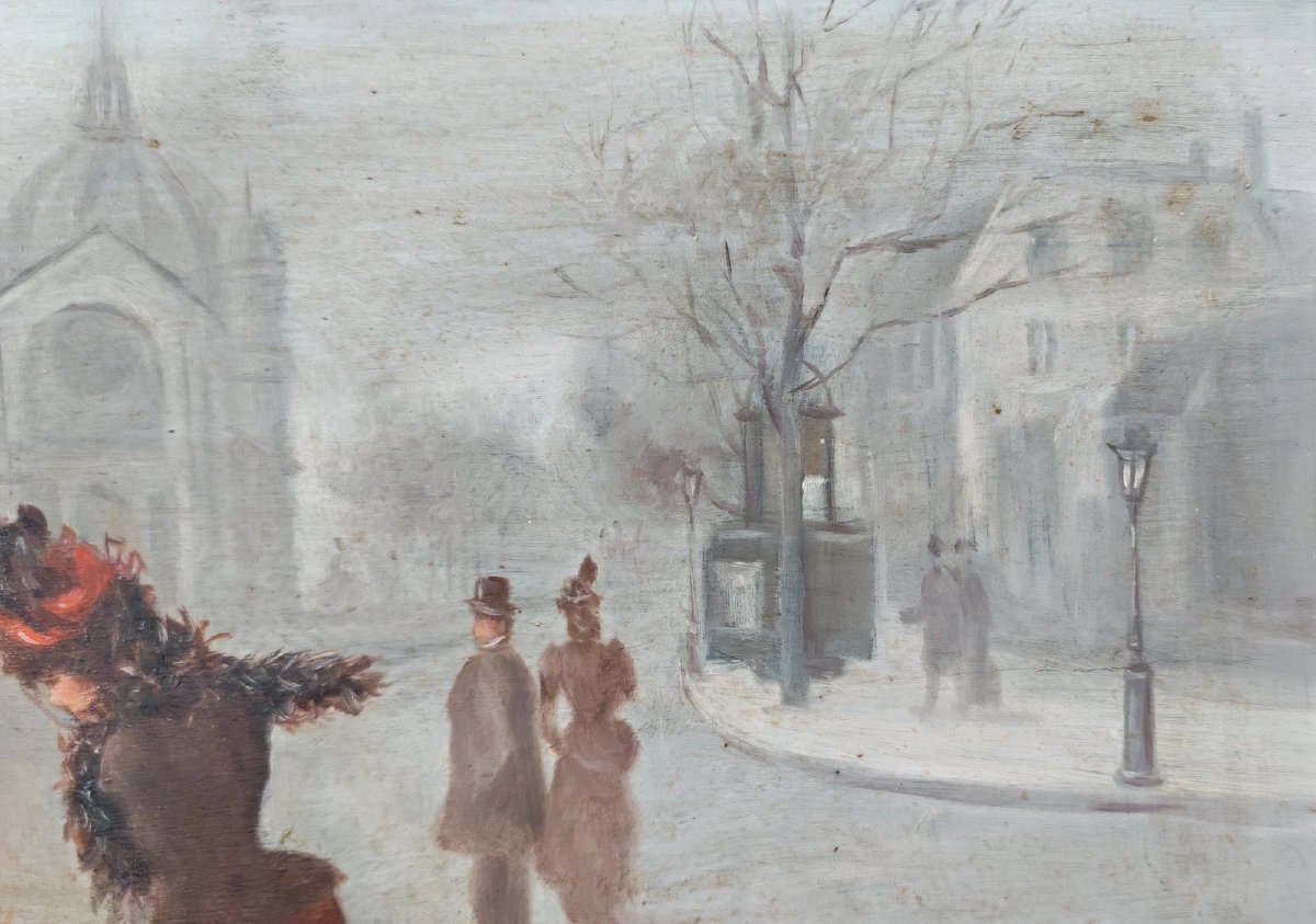 Parisian Genre Scene Signed Léonie Lebas Oil On Panel Late 19th Century-photo-3