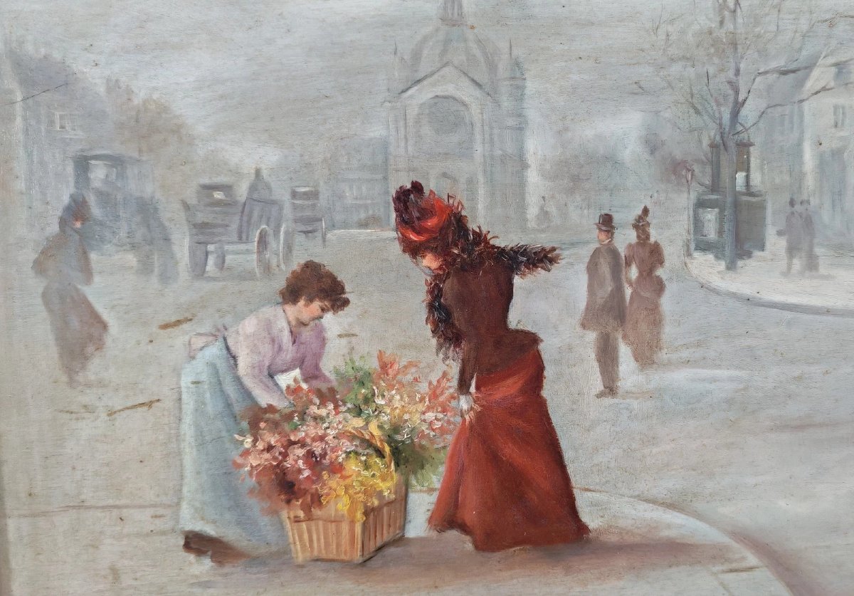 Parisian Genre Scene Signed Léonie Lebas Oil On Panel Late 19th Century-photo-4