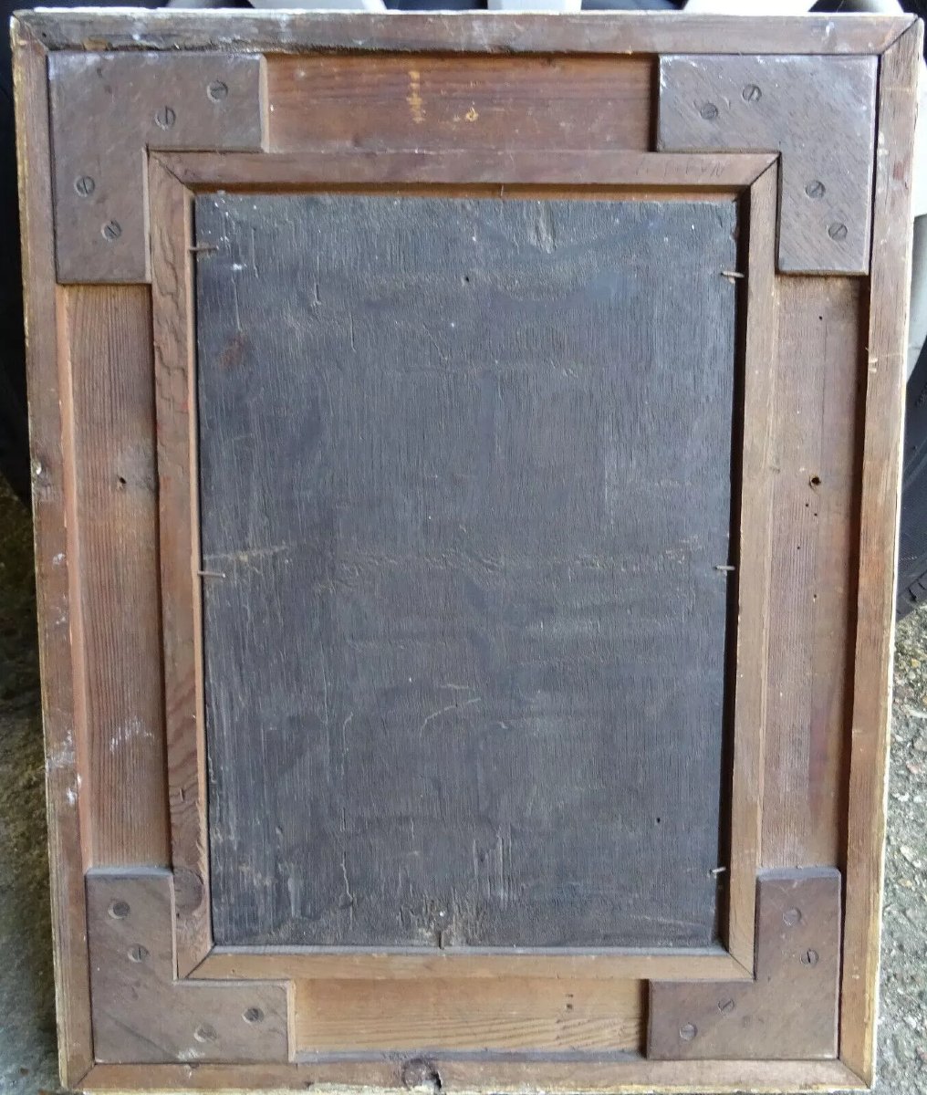 Portrait de Jeune Femme au Bilboquet Huile/Panneau du XVIIIème siècle-photo-5