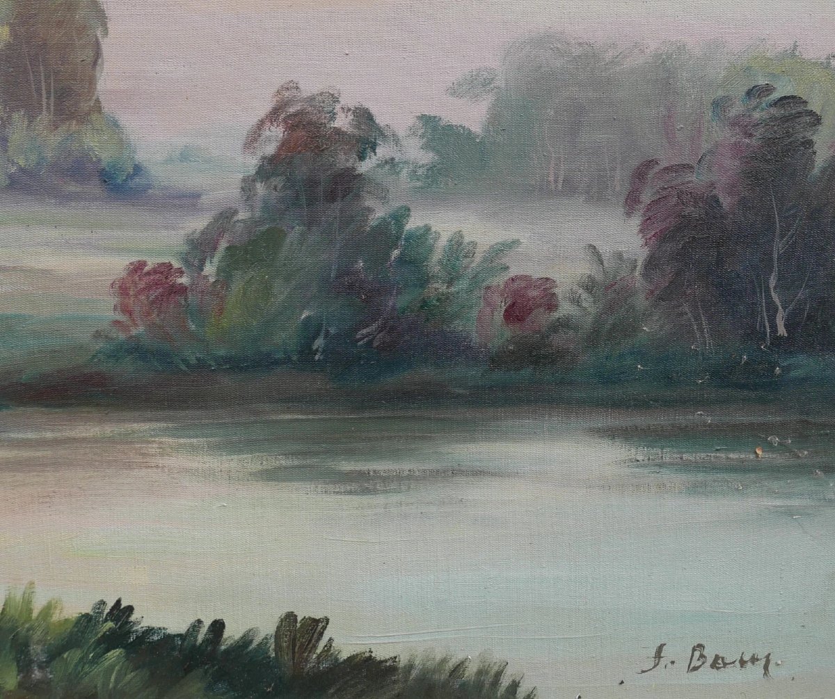 Tableau Paysage Pastorale Signé Jean Bain Huile/Toile début XXème siècle-photo-2