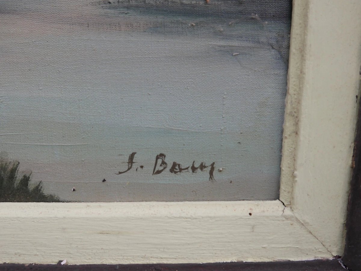 Tableau Paysage Pastorale Signé Jean Bain Huile/Toile début XXème siècle-photo-3
