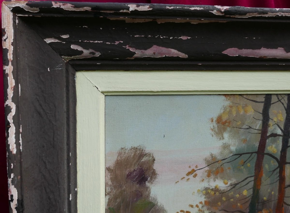 Tableau Paysage Pastorale Signé Jean Bain Huile/Toile début XXème siècle-photo-5