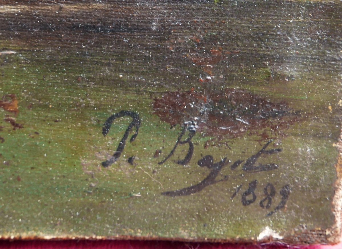 Bayet Painting Landscape Church View Oil On Canvas Late 19th Century Signed-photo-3