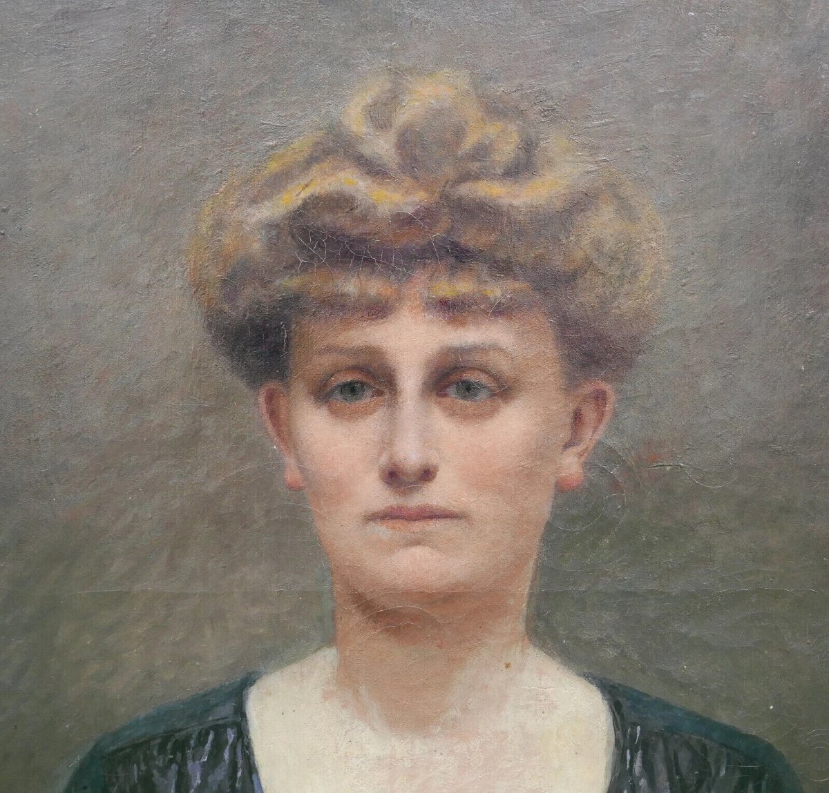 J. Lascases Portrait de Femme Ecole Française début XXème siècle Huile/Toile-photo-2