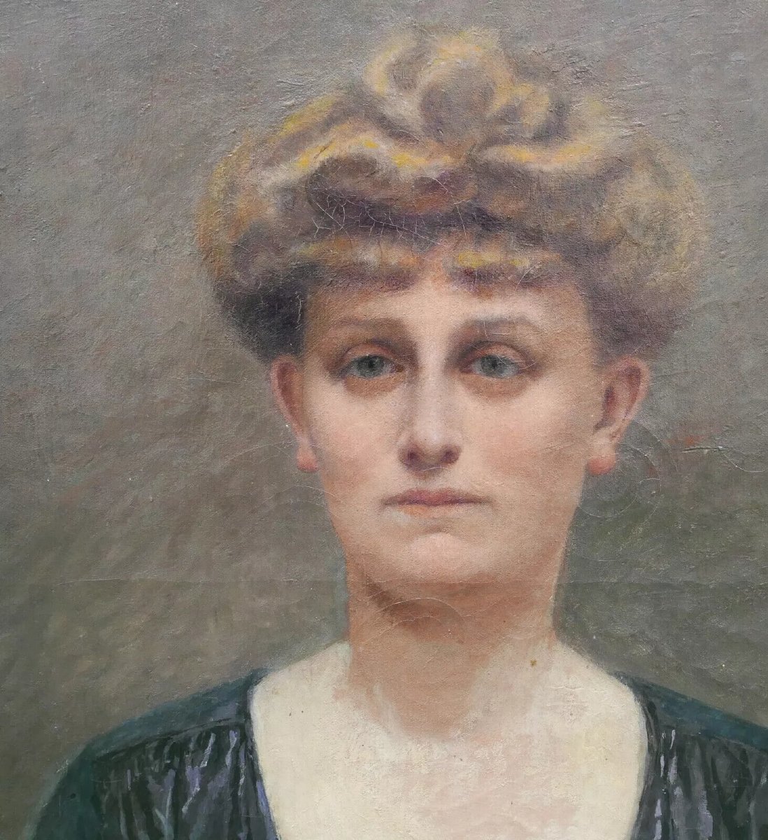 J. Lascases Portrait de Femme Ecole Française début XXème siècle Huile/Toile-photo-4