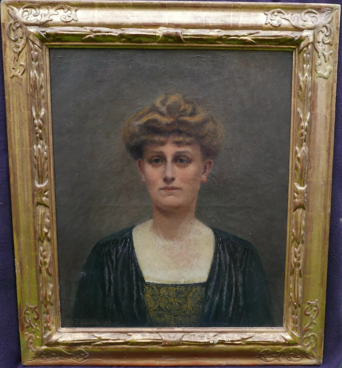 J. Lascases Portrait de Femme Ecole Française début XXème siècle Huile/Toile
