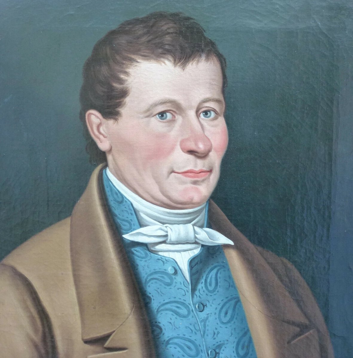 Portrait d'Homme Epoque Ier Empire Huile/Toile du XIXème siècle-photo-3