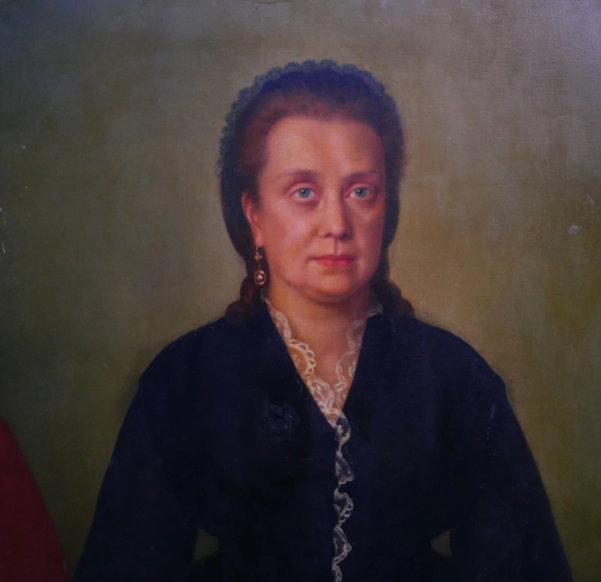 Portrait de Femme Second Empire Huile sur Toile XIXème siècle-photo-4
