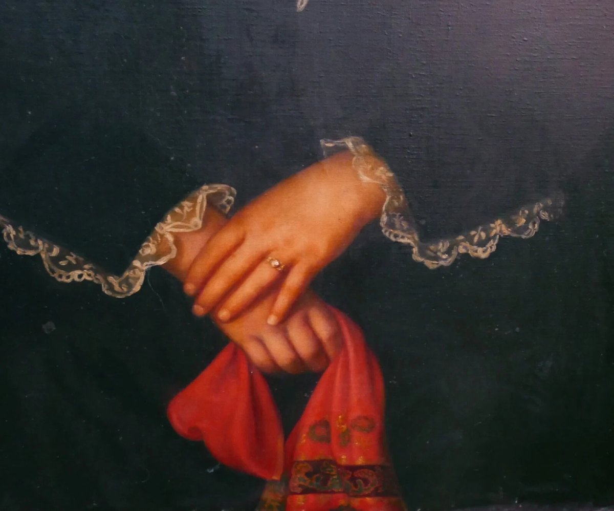 Portrait de Femme Second Empire Huile sur Toile XIXème siècle-photo-2