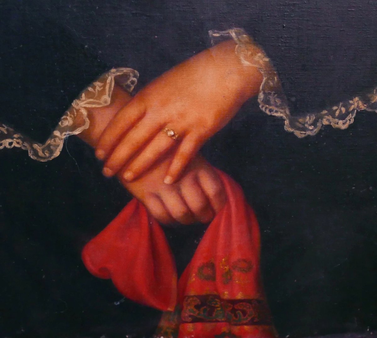 Portrait de Femme Second Empire Huile sur Toile XIXème siècle-photo-3