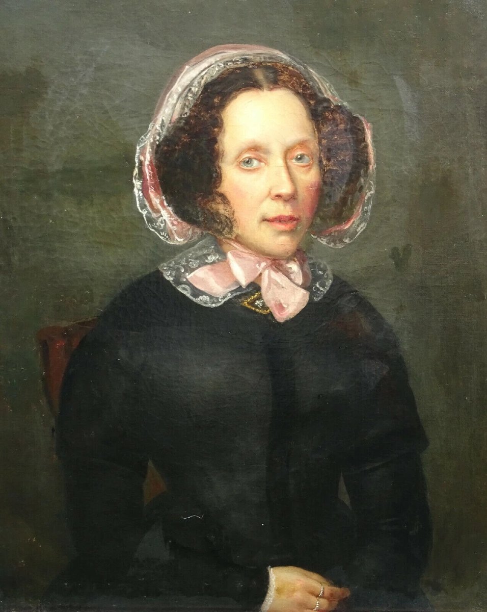 Portrait Of A Woman, Louis Philippe Period, Oil On Canvas, 19th Century-photo-3