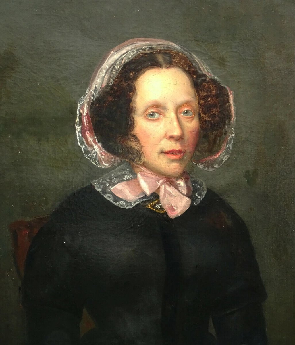 Portrait Of A Woman, Louis Philippe Period, Oil On Canvas, 19th Century-photo-2