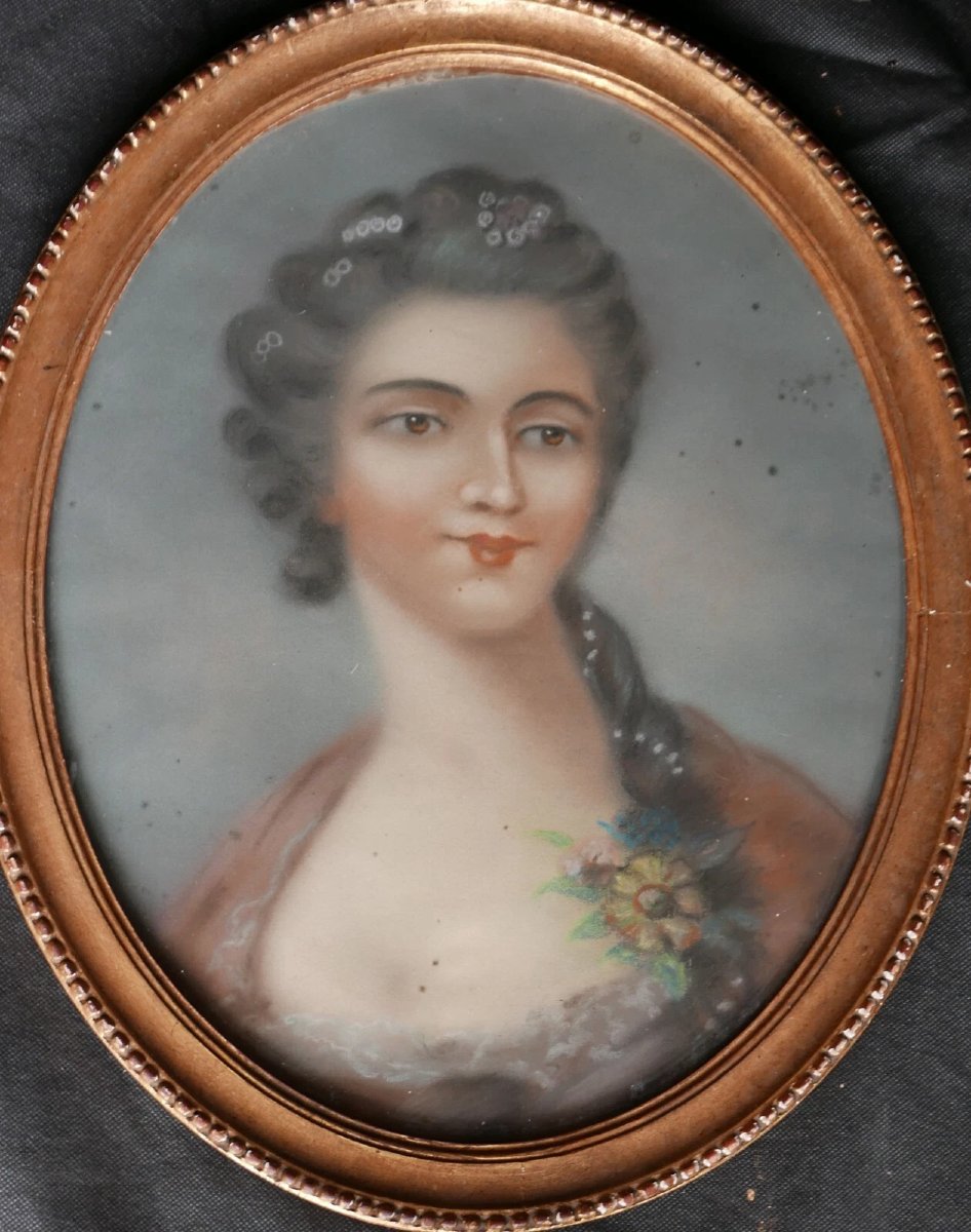 Pastel Portrait d'une Jeune Femme Epoque Louis XVI XVIIIe siècle d'après Drouais-photo-3