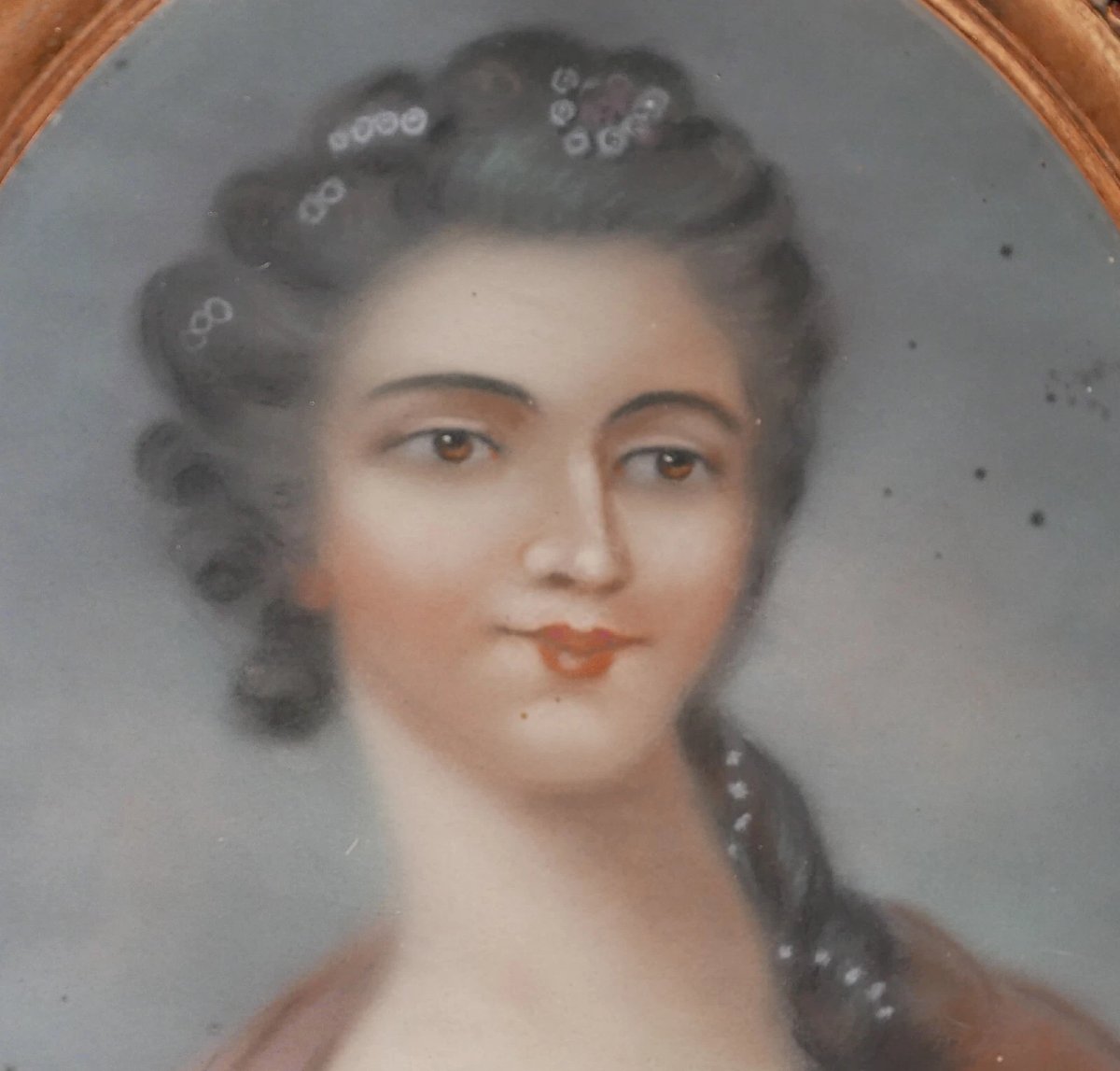 Pastel Portrait d'une Jeune Femme Epoque Louis XVI XVIIIe siècle d'après Drouais-photo-4