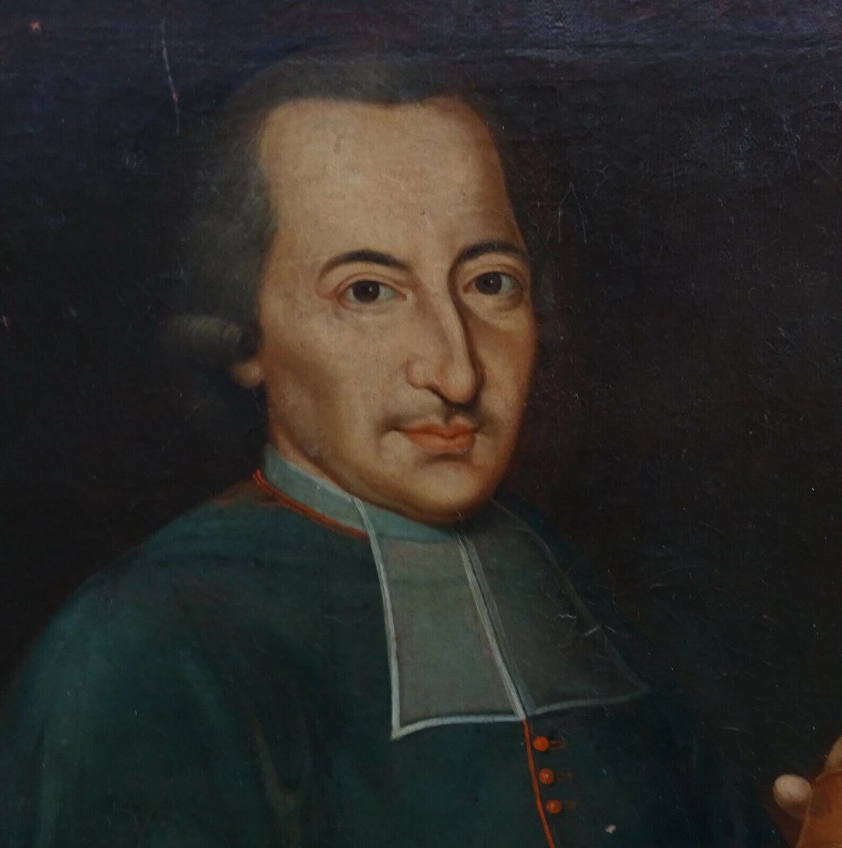 Portrait d'Homme Evêque Ecole Française Huile/Toile du XVIIIème siècle-photo-4