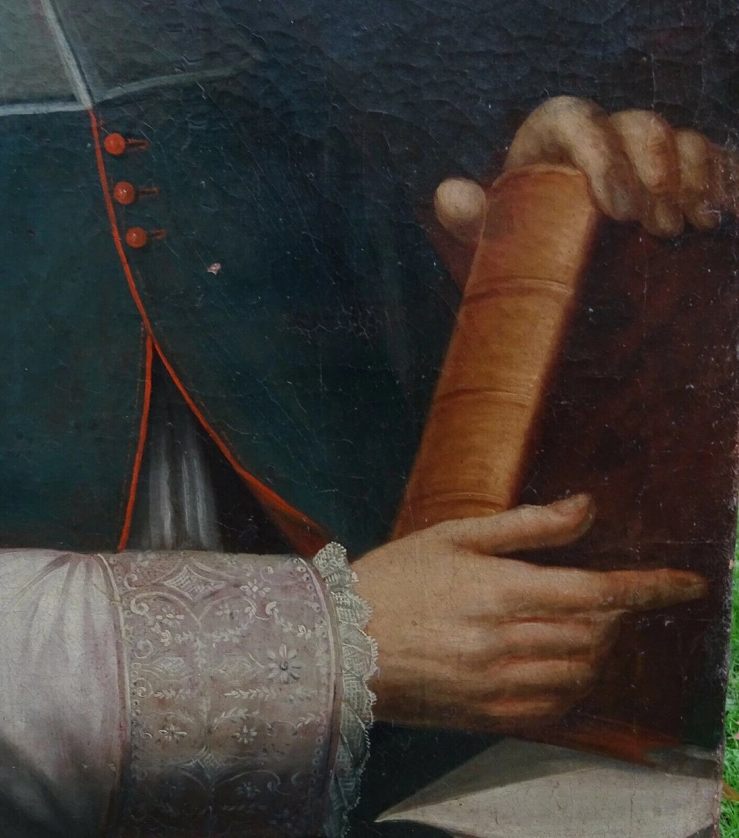 Portrait d'Homme Evêque Ecole Française Huile/Toile du XVIIIème siècle-photo-4