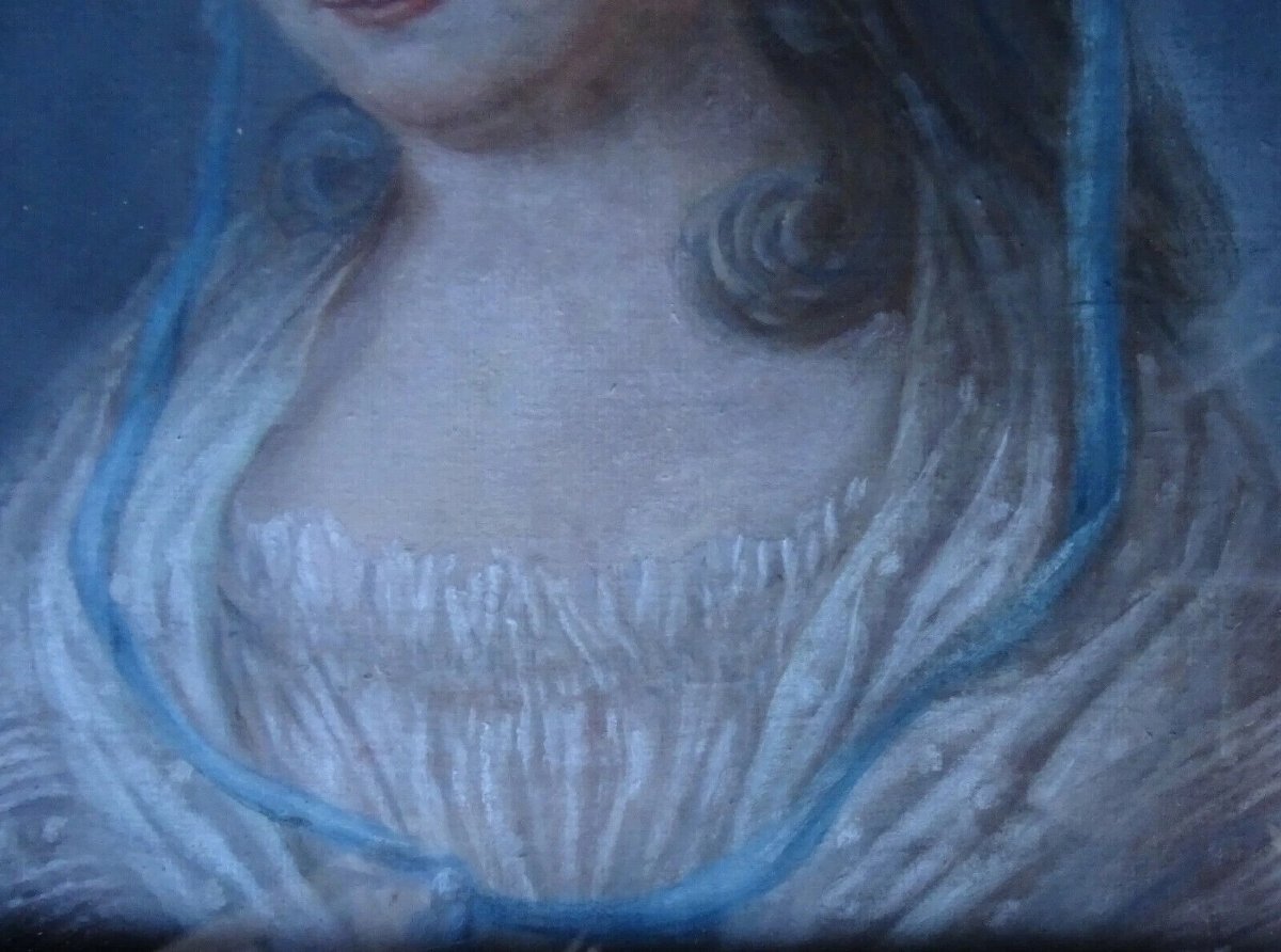 Portrait de Femme d'Epoque Louis XVI Pastel du XVIIIème siècle-photo-2