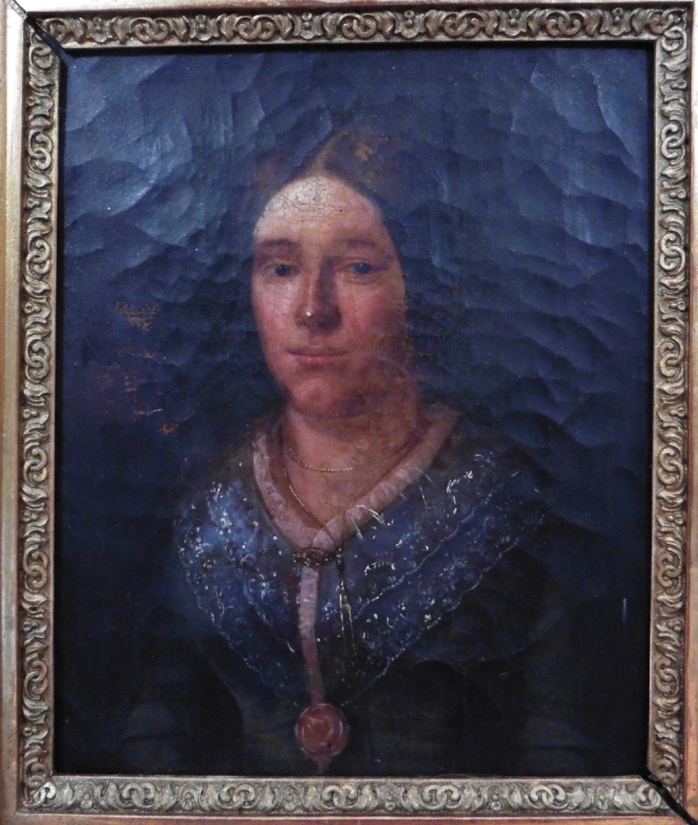 Painting Portrait Of A Woman Susanna Richter Oil/canvas 19th Century-photo-3