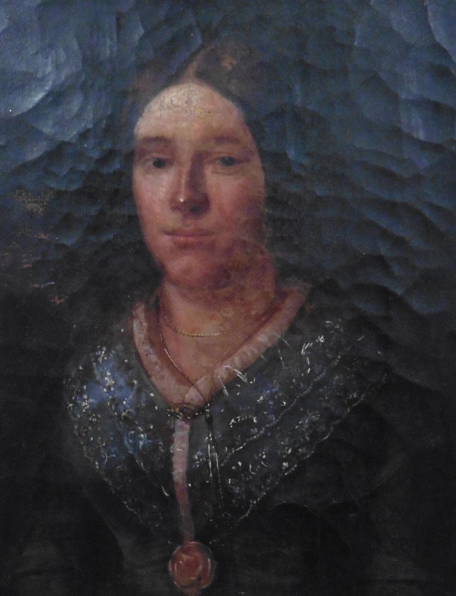 Painting Portrait Of A Woman Susanna Richter Oil/canvas 19th Century-photo-4