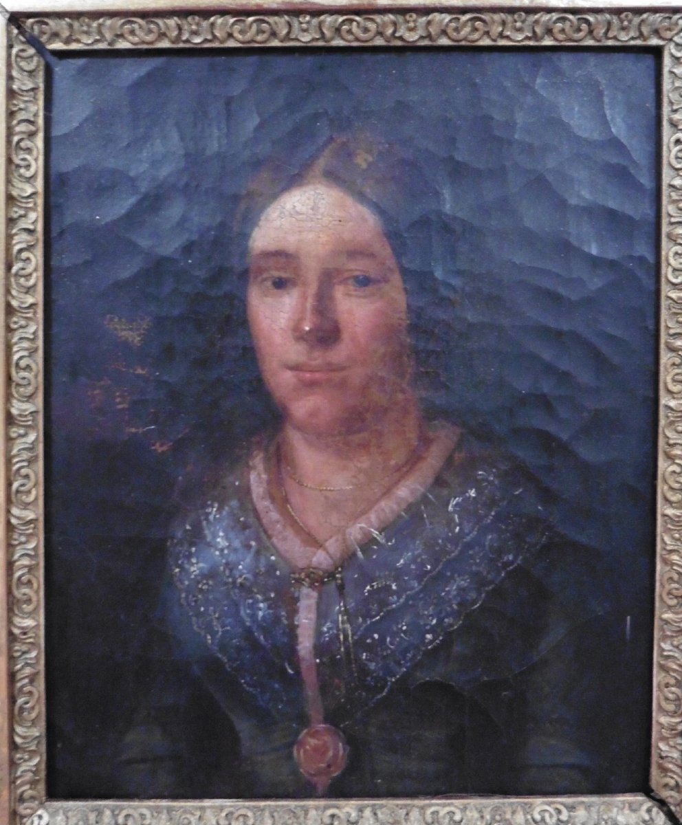 Painting Portrait Of A Woman Susanna Richter Oil/canvas 19th Century-photo-1