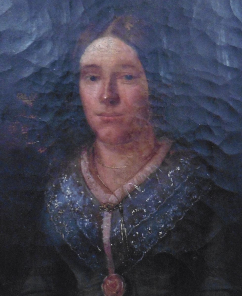 Painting Portrait Of A Woman Susanna Richter Oil/canvas 19th Century-photo-2