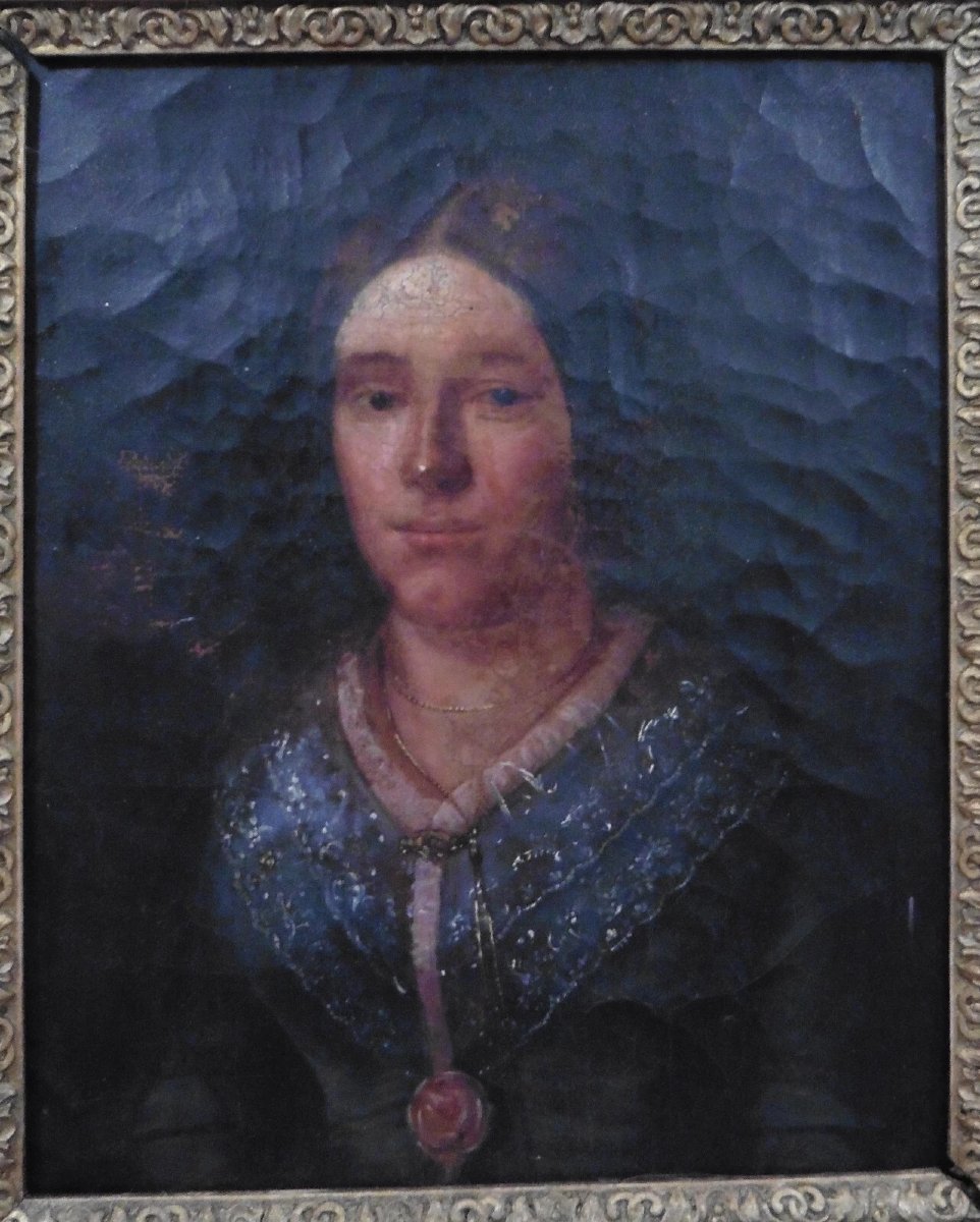 Painting Portrait Of A Woman Susanna Richter Oil/canvas 19th Century-photo-3