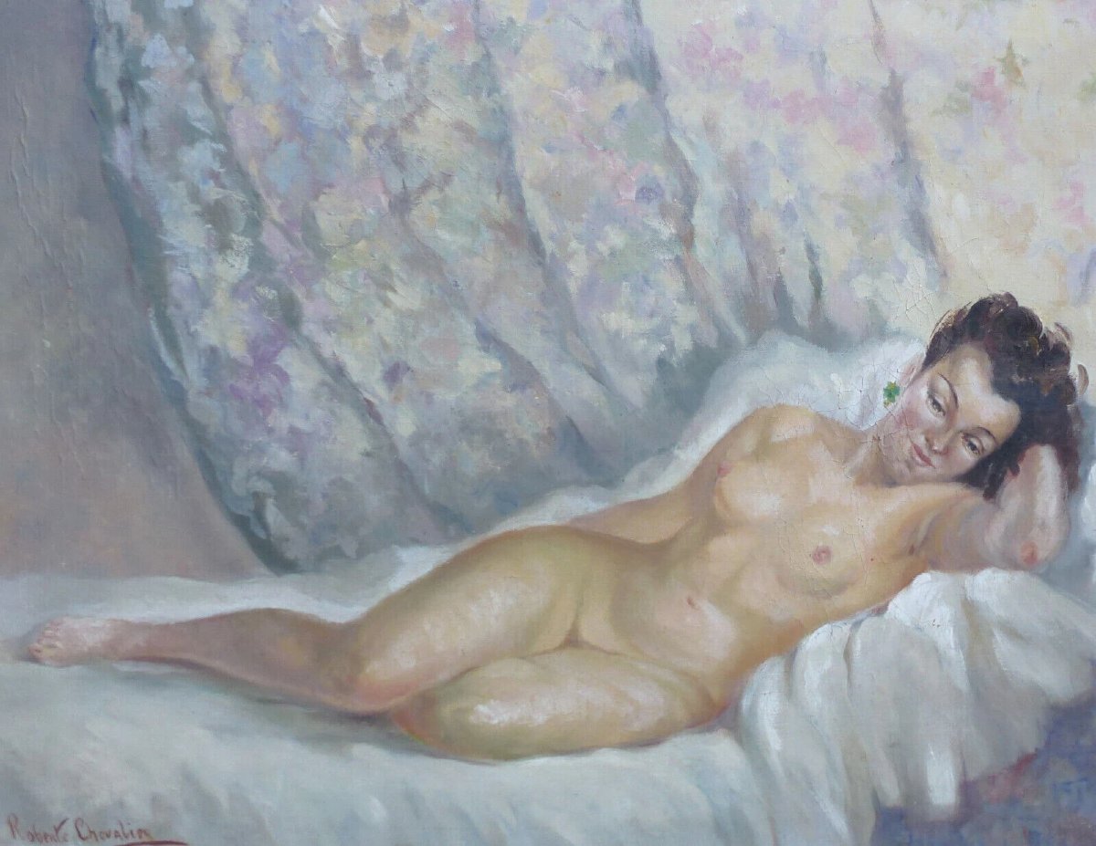 Roberte Chevalier Nude Portrait Of A Woman Oil/canvas 20th Century-photo-3
