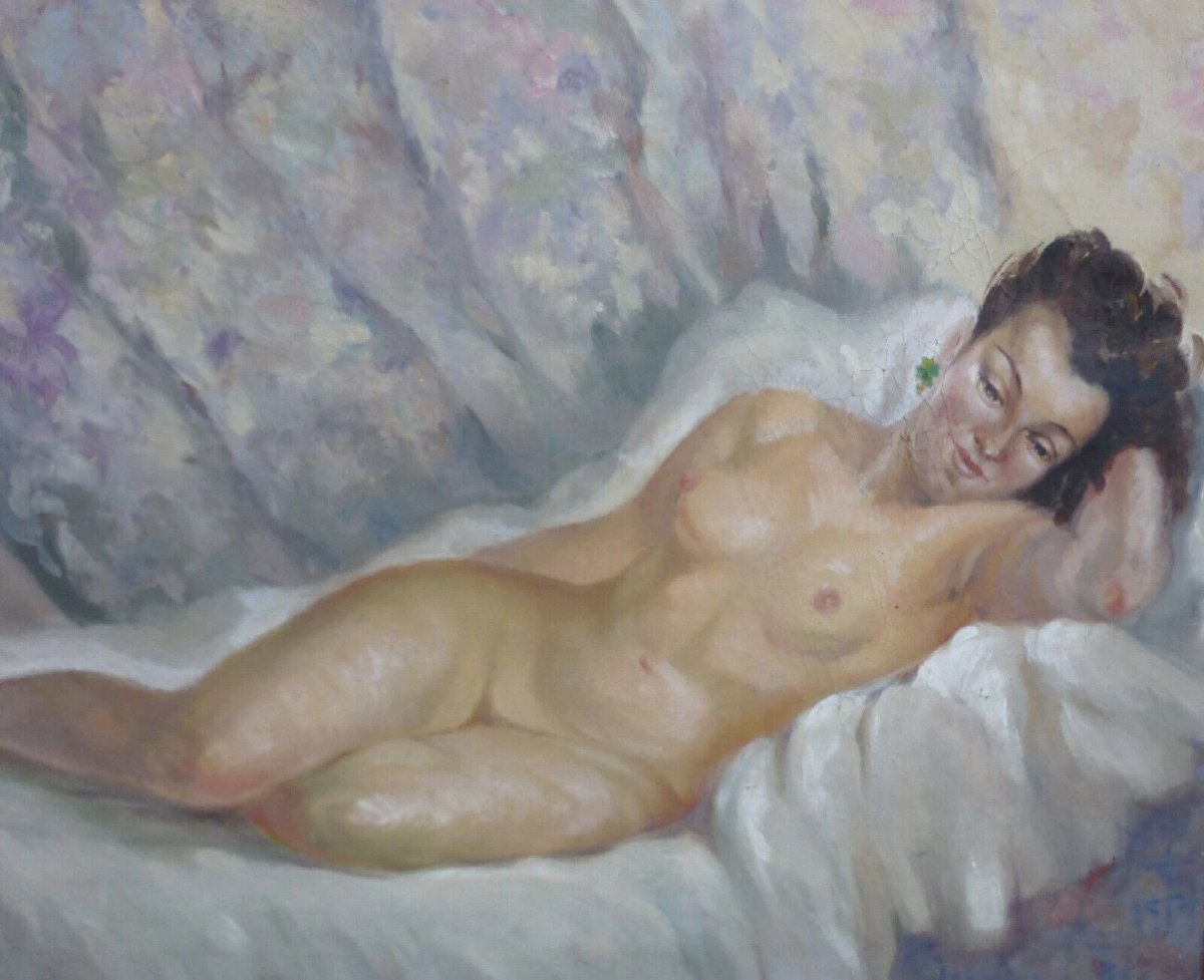 Roberte Chevalier Nude Portrait Of A Woman Oil/canvas 20th Century-photo-4