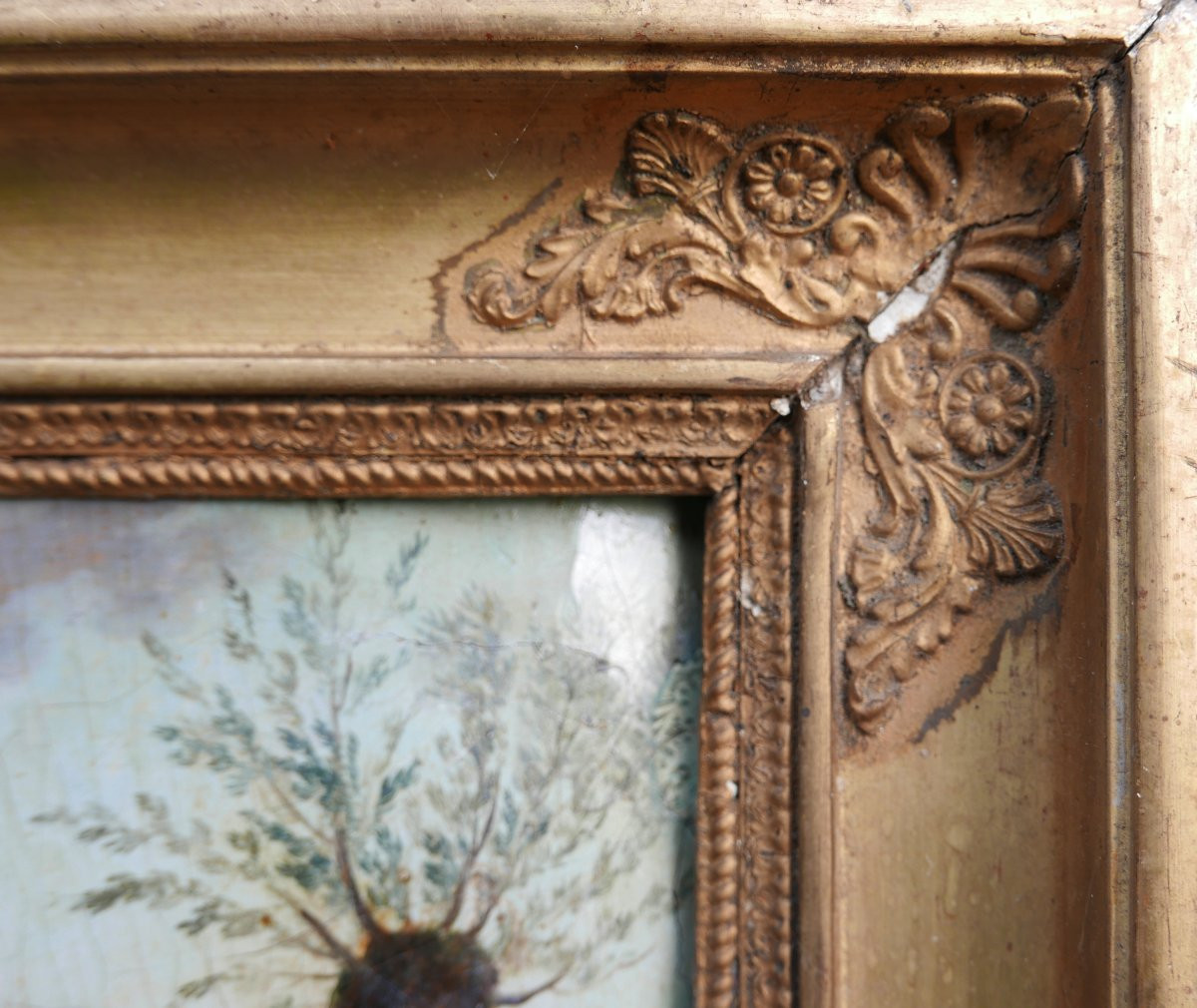 Paysage Rural aux Vaches Animé Huile/Panneau du XVIIIème siècle-photo-1