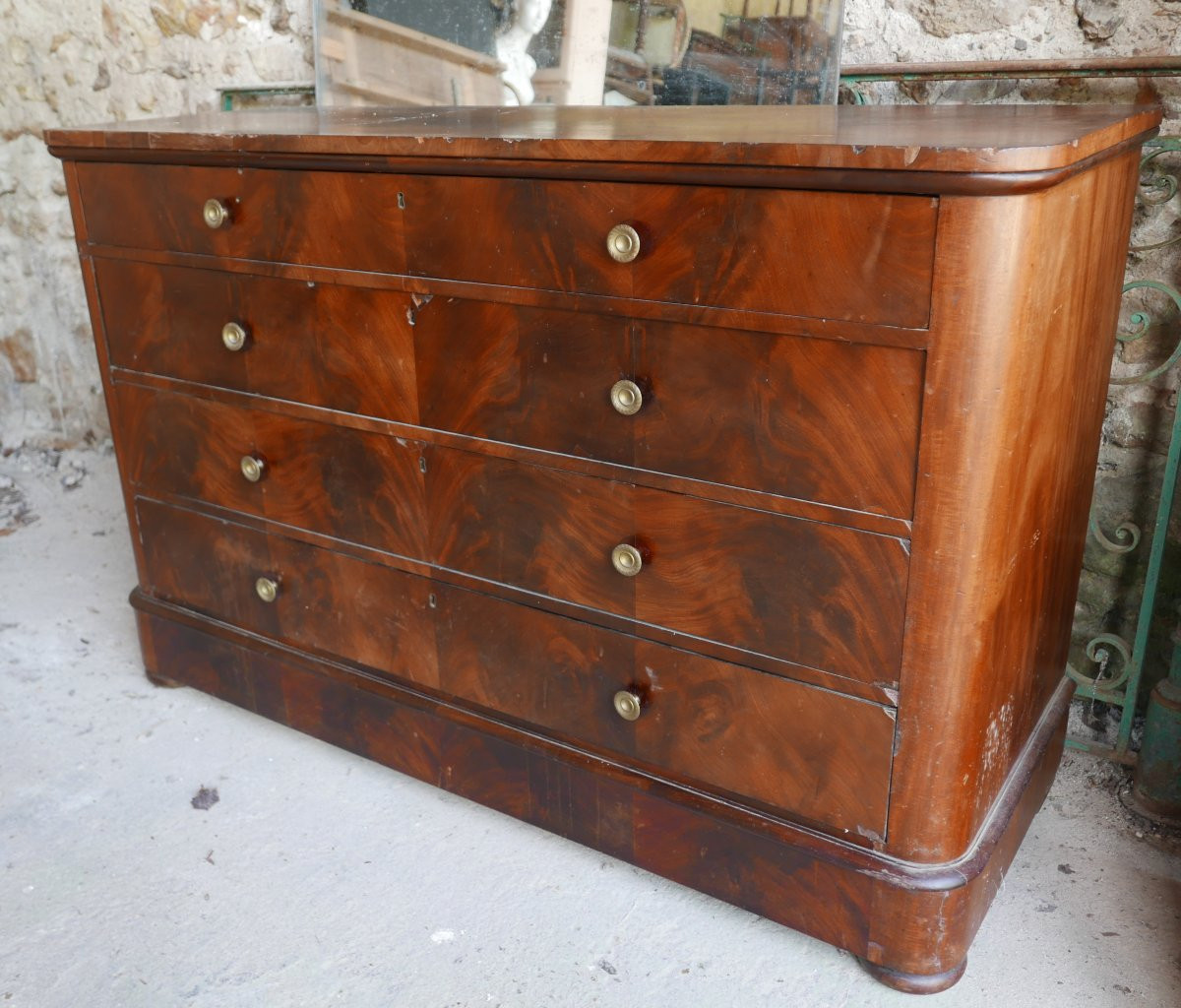 Mahogany Chest Of Drawers With Rounded Corners, Early 19th Century-photo-2