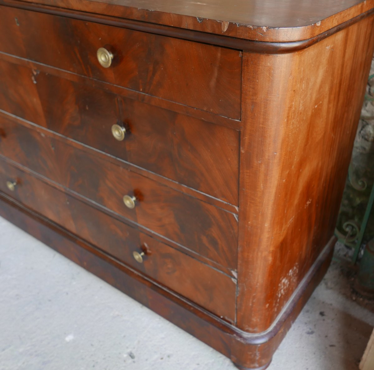 Mahogany Chest Of Drawers With Rounded Corners, Early 19th Century-photo-4