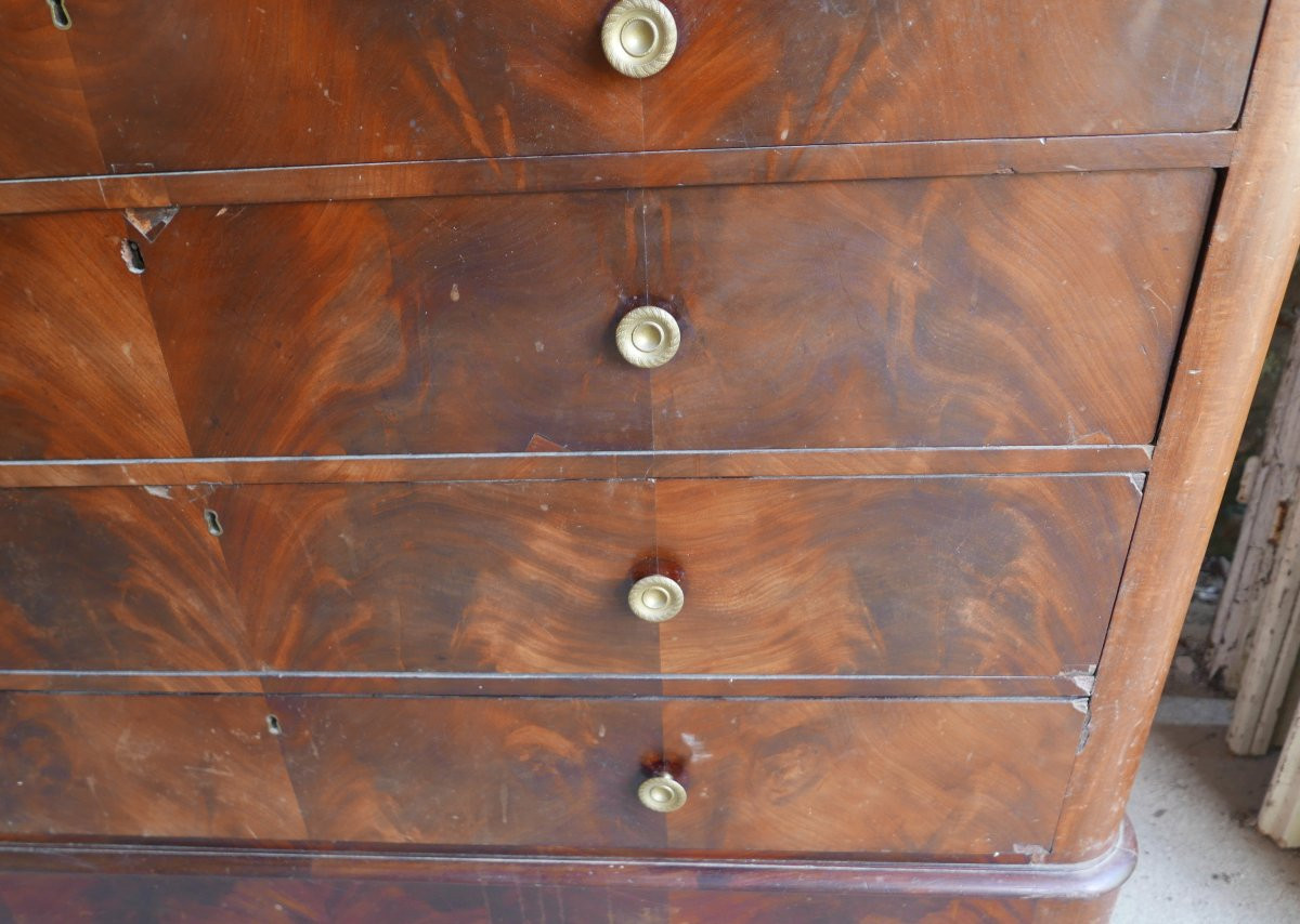 Mahogany Chest Of Drawers With Rounded Corners, Early 19th Century-photo-1