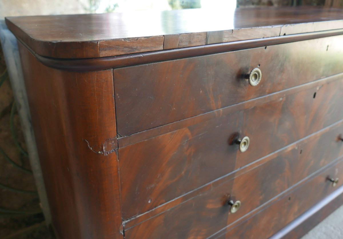 Mahogany Chest Of Drawers With Rounded Corners, Early 19th Century-photo-3