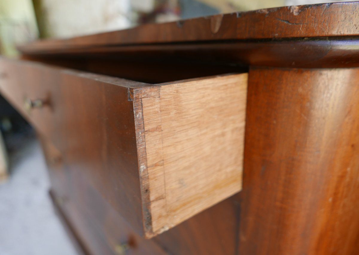 Mahogany Chest Of Drawers With Rounded Corners, Early 19th Century-photo-4