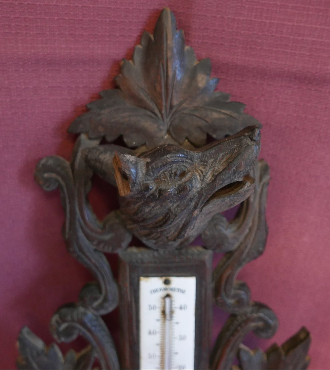 Antique Barometer With Wooden Swans, Carved In The Black Forest Style, 19th Century-photo-2