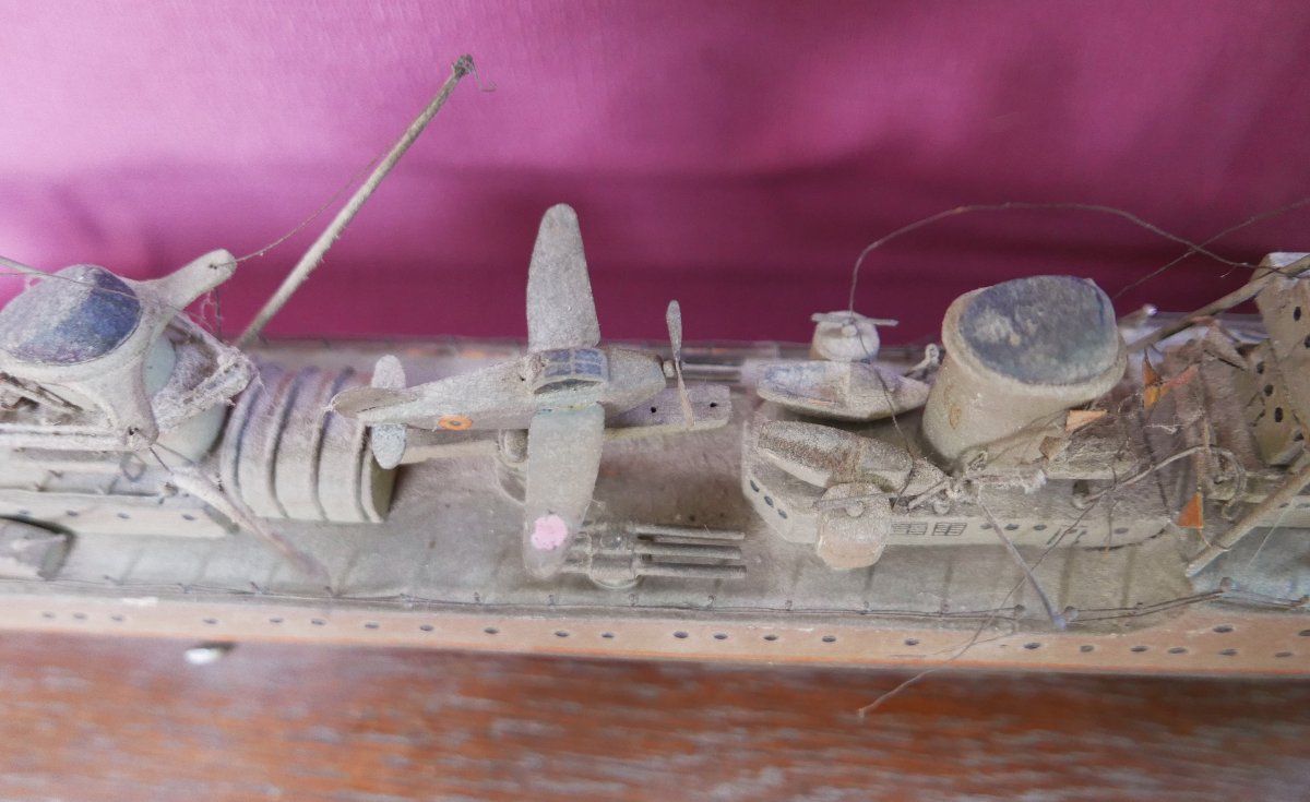 Maquette Bâteau Croiseur Emile Bertin en Bois 1945 XXème siècle Signée-photo-3