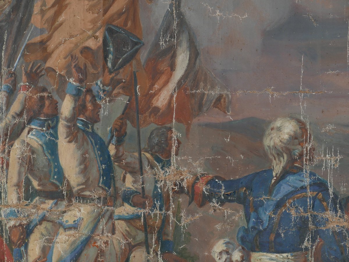Grande Scène de Genre Bataille de Fontenoy Huile/Toile du XVIIIème siècle-photo-5