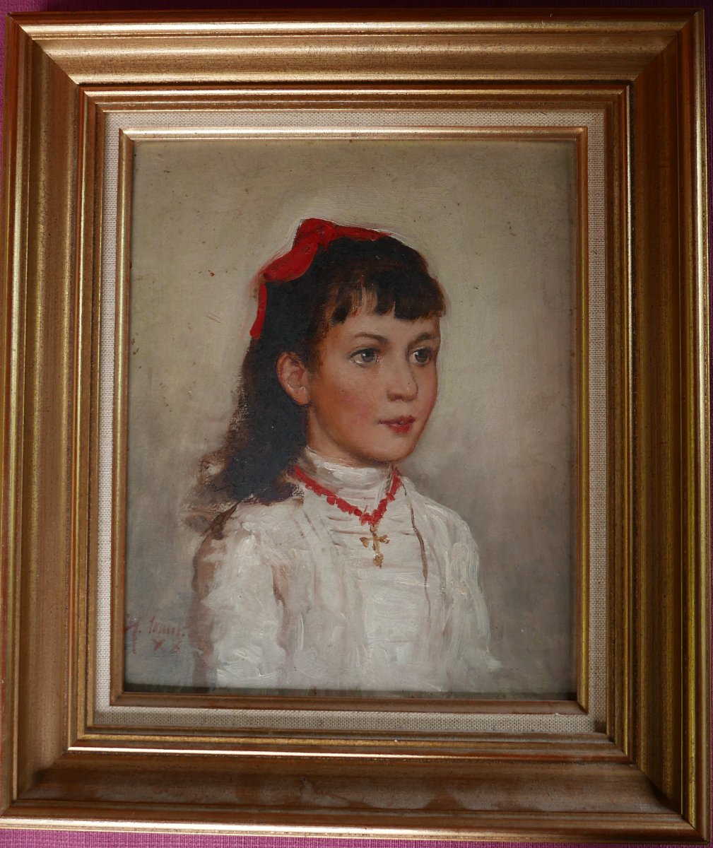 Portrait Of A Young Woman, French School, Early 20th Century, Oil On Panel, Signed