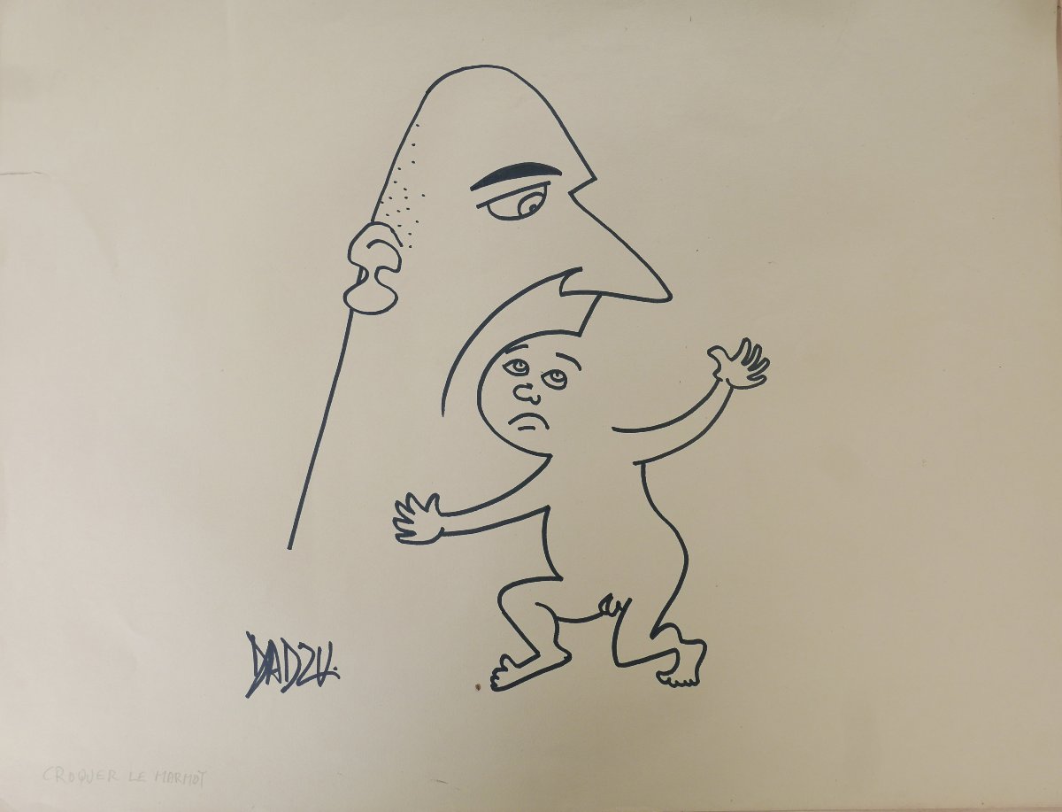 Dadzu Set Of Large Original Humorous Drawings Featuring Popular Sayings, Signed-photo-4