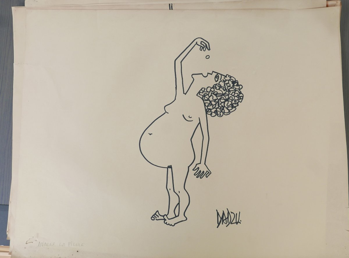Dadzu Set Of Large Original Humorous Drawings Featuring Popular Sayings, Signed-photo-6