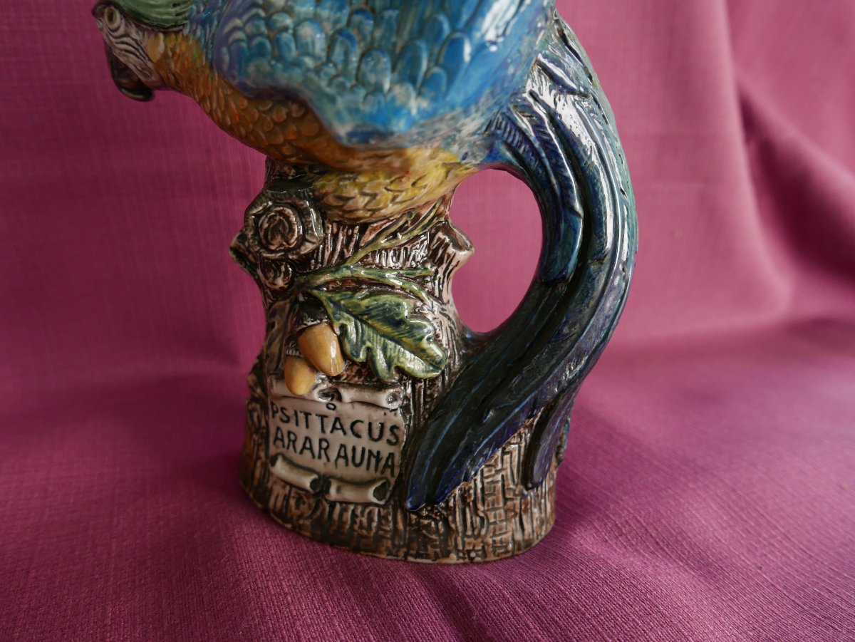 20th-century Italian Ceramic Macaw Candleholder Lamp-photo-1