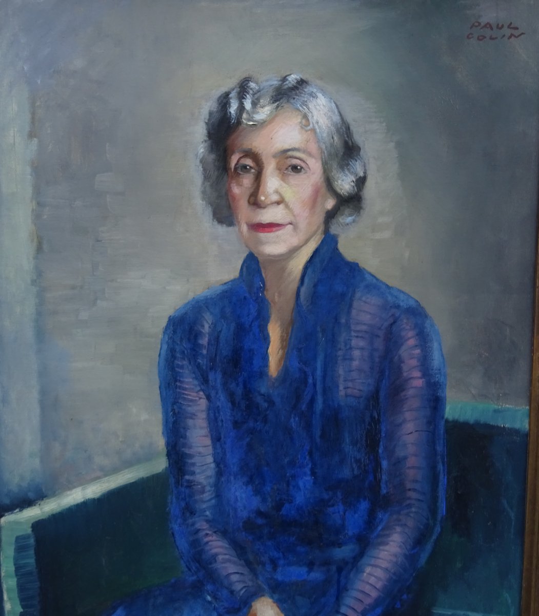 Paul Colin Portrait Of Woman French School Of The Twentieth Century Oil On Canvas-photo-1