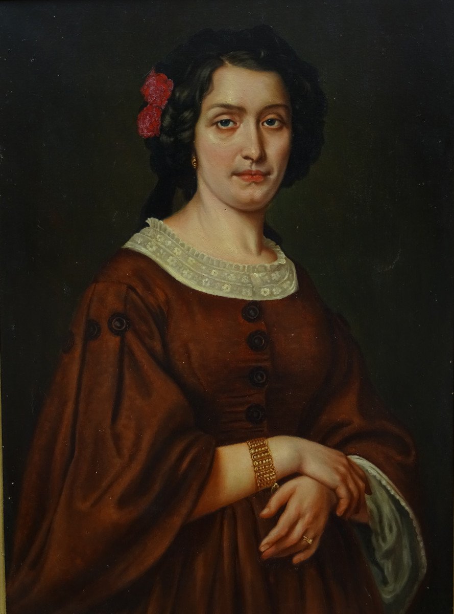 Leyat Portrait Of Woman Marie Faure Period Second Empire Hst From XIXth Century-photo-3