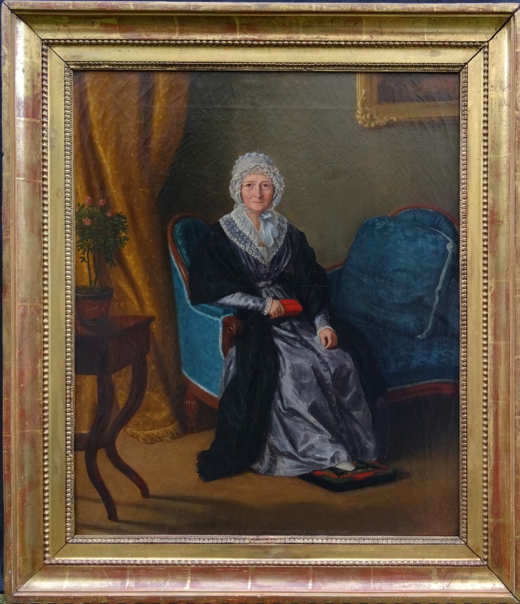 Portrait Of Woman Of Charles X Period French School From The Beginning Of The XIXth Hst-photo-2