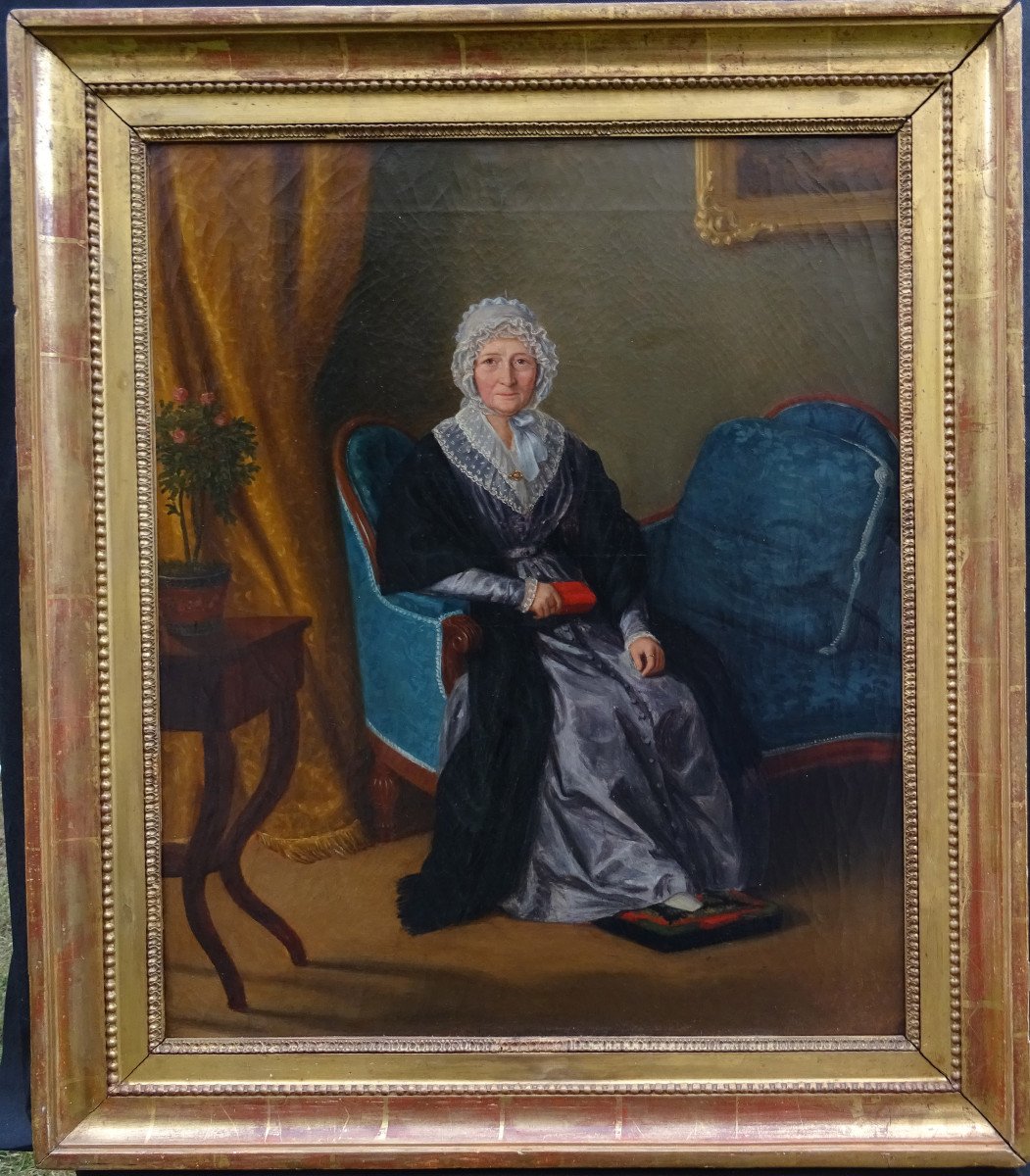 Portrait De Femme d'Epoque Charles X Ecole Française Du Début Du XIXème Hst