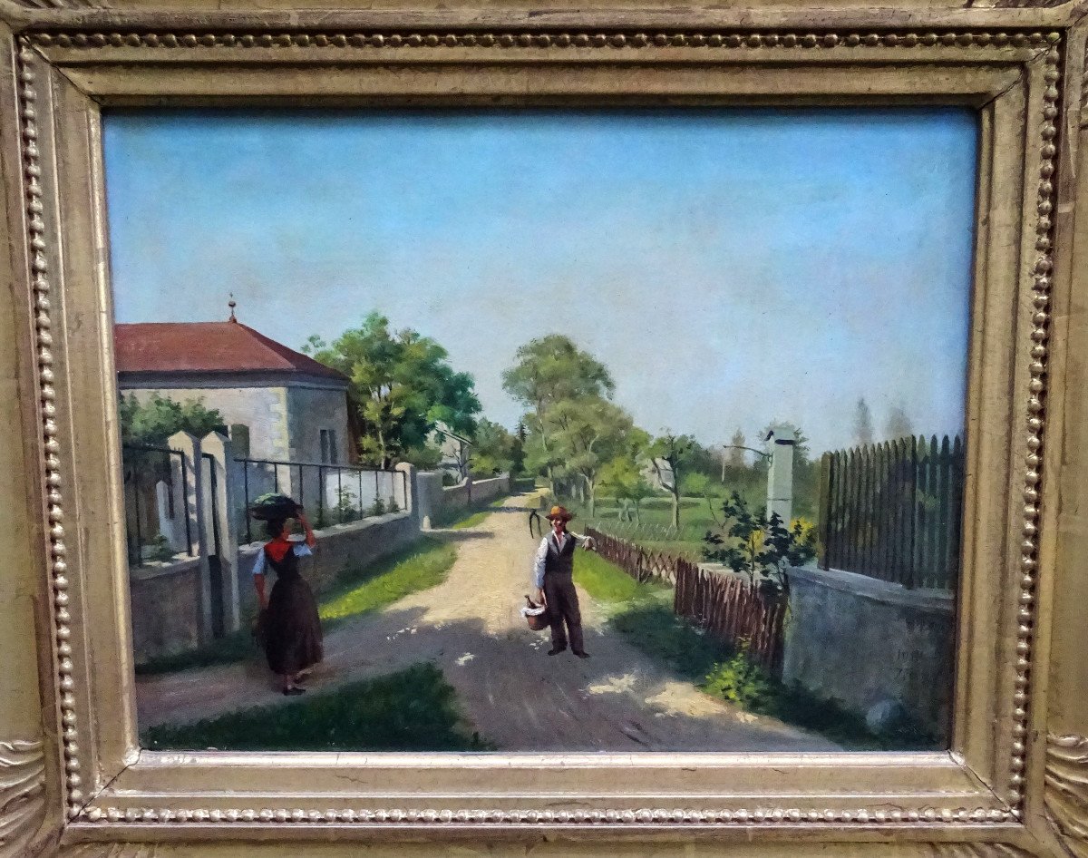 Jf Chomel Rural Genre Scene French School Of The End Of The XIXth Century H / P-photo-3