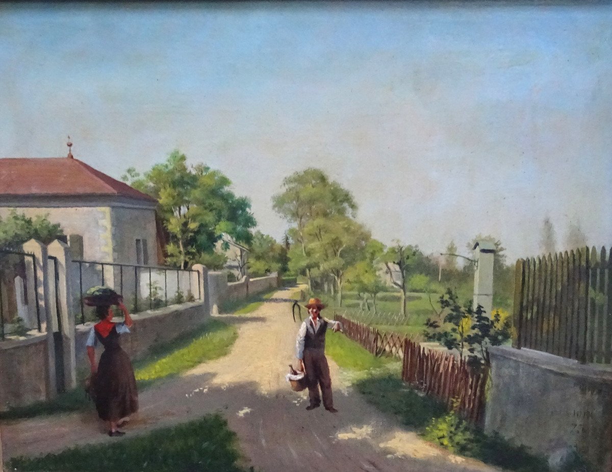 Jf Chomel Rural Genre Scene French School Of The End Of The XIXth Century H / P-photo-4