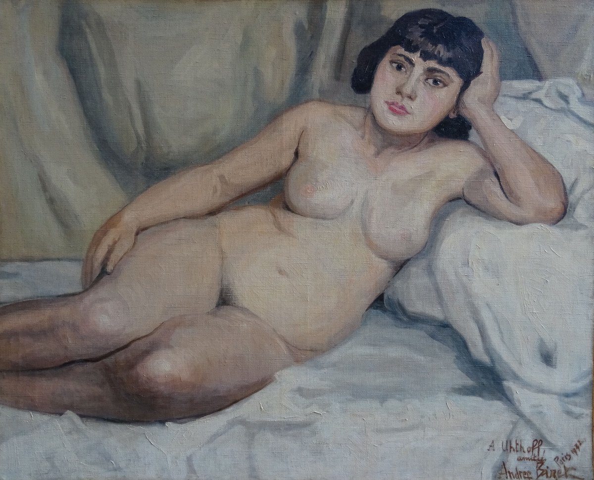 Andrée Bizet Nude Portrait Of Woman French School Of The Twentieth Century Hst-photo-2