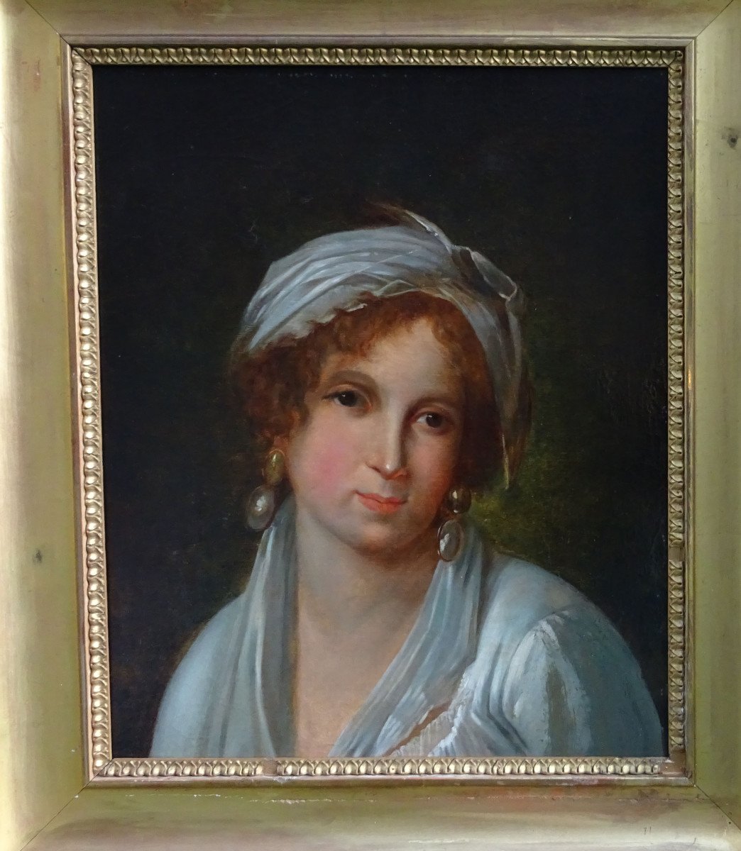 Portrait De Femme d'Epoque Ier Empire Ecole Française Du XIXème Siècle Hst-photo-3