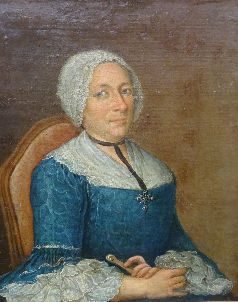 Portrait De Femme d'Epoque Louis XV Ecole Française Du XVIIIème Siècle Hst-photo-2